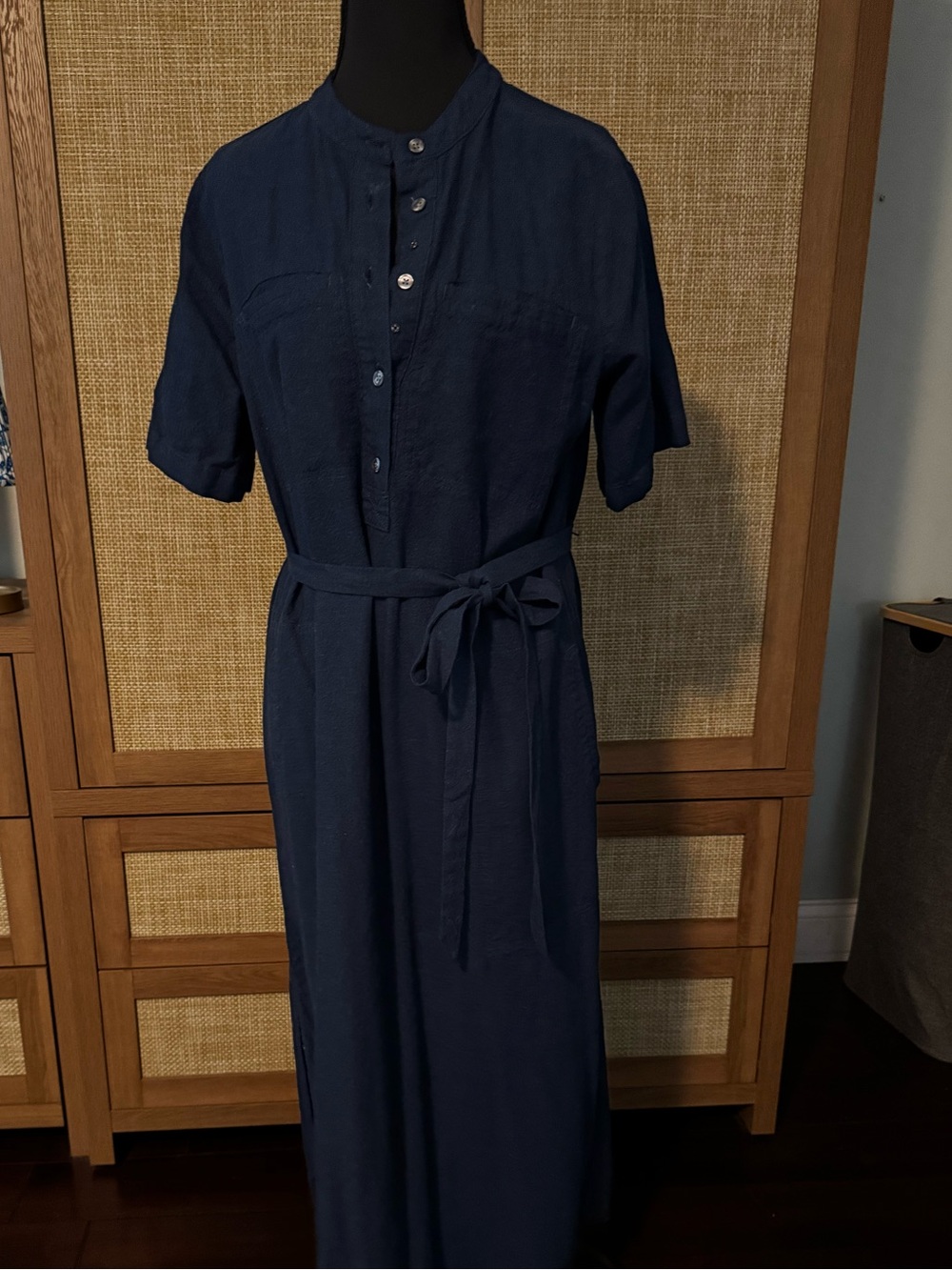 Banana Republic Navy Blue Midi Dress with Belt